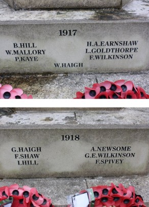 Kirkburton War Memorial - detail (Felix and George Emsley Wilkinson)