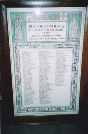 Roll of Honour: St. Barnabas Church, Thwaites Brow, Keighley