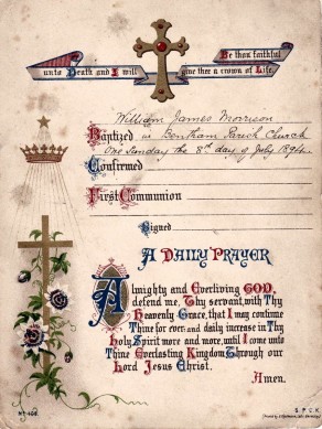 Baptism Card for William James Morrison
