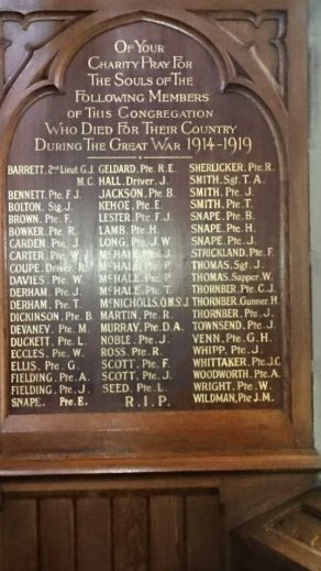 St Michael and St John the Evangelist R.C. Church War Memorial, Clitheroe