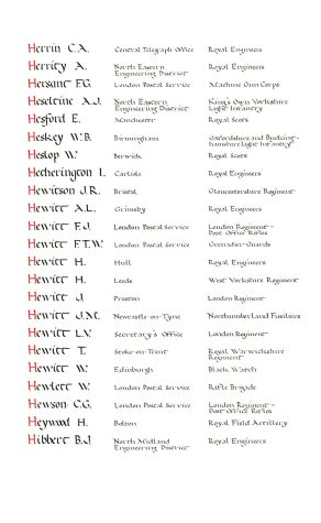 Page from Memorial Books of the Post Office Fellowship of Remembrance: Hewitt, H. (Leeds)