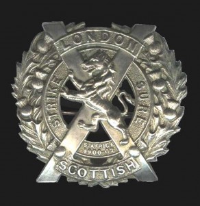 Cap badge of the 1/14th (County of London) Battalion The London Regiment (London Scottish)