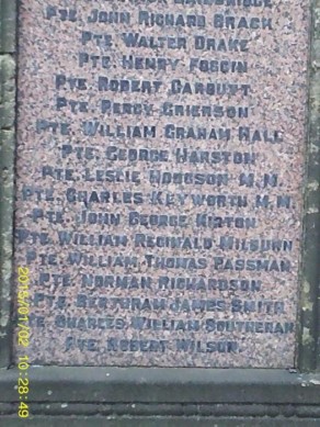 Hutton Rudby War Memorial - detail