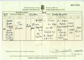 Death Certificate for Jim Moore