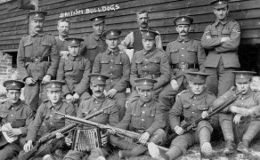Private Robert Blezard, sitting at the front on the far right