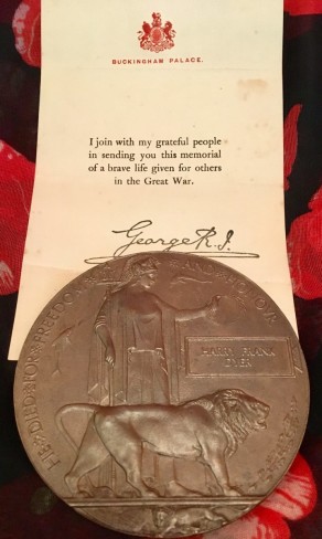 Next of kin Memorial Plaque and accompanying bestowal document with King's message