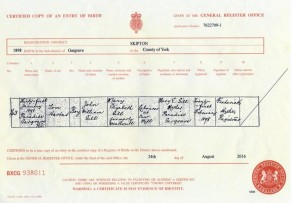 Birth Certificate for Tom Hartas Gill