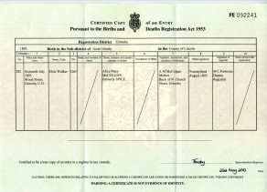 Birth Certificate for Elsie Walker McColgan