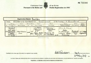Death Certificate for John William Ward