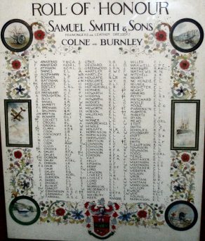 Roll of Honour of Samuel Smith & Sons, Fellmongers & Leather Dressers, Colne & Burnley
