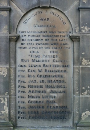 Stanbury and Oldfield War Memorial - detail