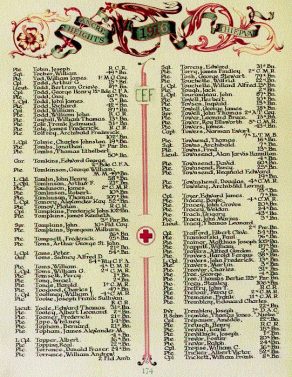 Page from the First World War ‘Book of Remembrance’: Private Thomas Tomlinson