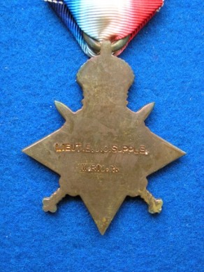 Lieutenant Edward James Collis Supple’s 1914-15 Star (reverse side)