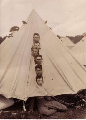 Christopher W. Brown (bottom) - in camp, pre-war, with Cambridge University O.T.C.