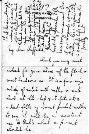 Page 1 of the letter written 9 November 1914 to his brother, Dr. Charles Suffield Brown