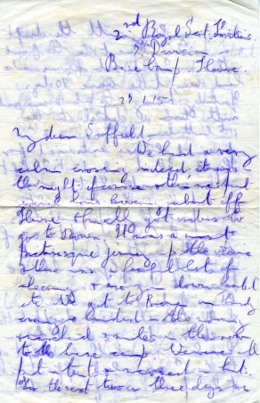 Page 1 of the letter written 27 January 1915 to his brother, Dr. Charles Suffield Brown