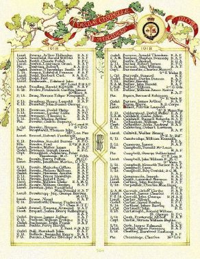 Page from the First World War ‘Book of Remembrance’: 2nd Lieutenant Ronald Baines Brookes