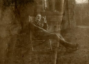 Robert Clement Perks, relaxing at his home - The Green House, Hebden