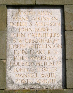 East Witton War Memorial - detail