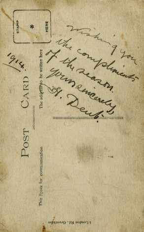 Message on back of photograph above
