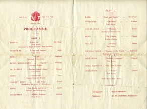 Inside pages of the Military Concert programme, dated 24 March 1916