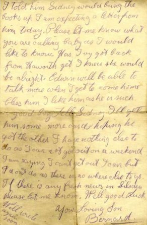 Page 2 of a letter from Private Bernard Locker to his mother and father, dated, 5 August 1915