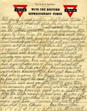 Page 2 of a letter from Private Bernard Locker to his mother and father, dated, 15 October 1916