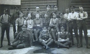 L/Corporal William P. Harragan, centre row, 4th from left (Probably taken at Clipstone Camp, Nottinghamshire)