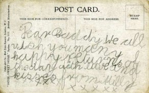 Postcard from Milly to her father