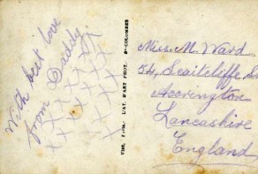 Postcard from Private Frank Ward to his daughter Milly