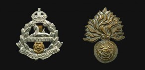 Private Frank Ward’s East Lancashire Regiment and Royal Fusiliers (City of London Regiment) cap badges