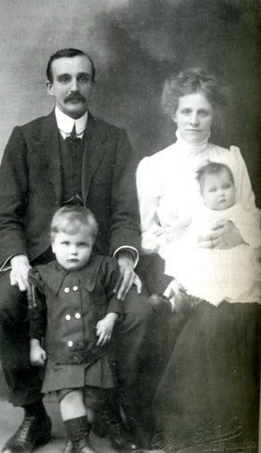 Herbert and Eleanor Holmes with their children Charles William and 6 months old Norah: Doncaster, early 1912