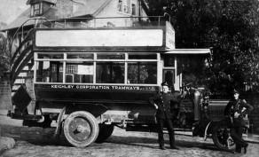 Henry Kirkley, whilst employed as a bus driver by Keighley Corporation Tramways (taken at Oakworth, c. 1913)
