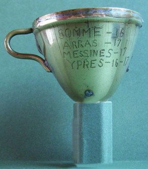 Trench Art - with the names of battles where Private Henry Kirkley was involved