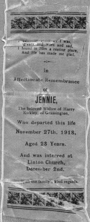 Silk Bookmark in memory of Jennie Kirkley