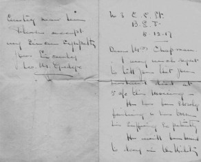 Letter from No 3 Casualty Clearing Station to Mrs Chapman, Dec 5 1917