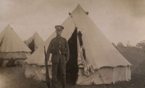Private Walter Davis Gibson in camp