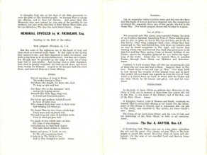Order of Service for the Unveiling and Dedication of Hellifield War Memorial, Sunday, 5 June 1921