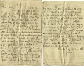 Pages 1 and 2 of letter from John to his Sister Annie, 12 May 1917