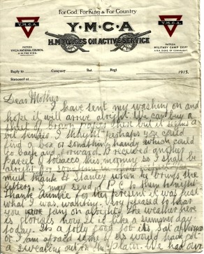 Page 1 of letter from John to his mother, 8 April 1916