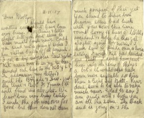 Pages 1 and 2 of letter from John to his mother, 2 November 1917