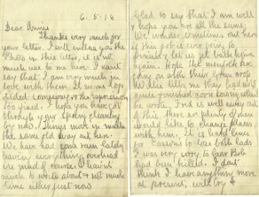 Pages 1 and 2 of letter from John to his Sister Annie, 6 May 1918