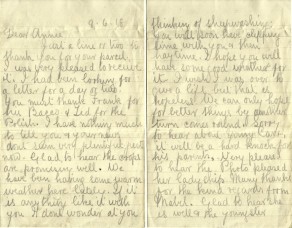 Pages 1 and 2 of letter from John to his Sister Annie, 9 June 1918