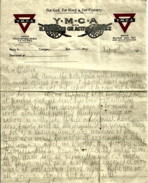 Page 1 of letter from John to his mother, 9 September 1916