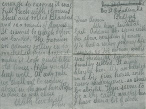 Pages 1 and 4 of letter from John to his Sister Annie, 4 November 1916