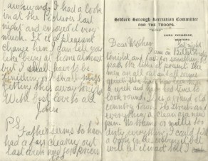Pages 1 and 3 of letter from John to his mother, 11 November 1916