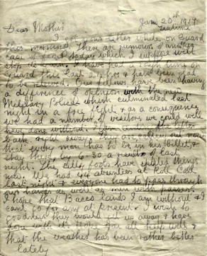 Page 1 of letter from John to his mother, 20 January 1917