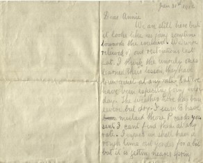 Page 1 of letter from John to his Sister Annie, 31 January 1917