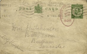 Post Card from John to his mother, 6 February 1917