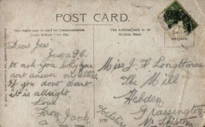 Postcard from Private John Irvine Hargraves to Jessie Longthorne, 7th January 1918 - back